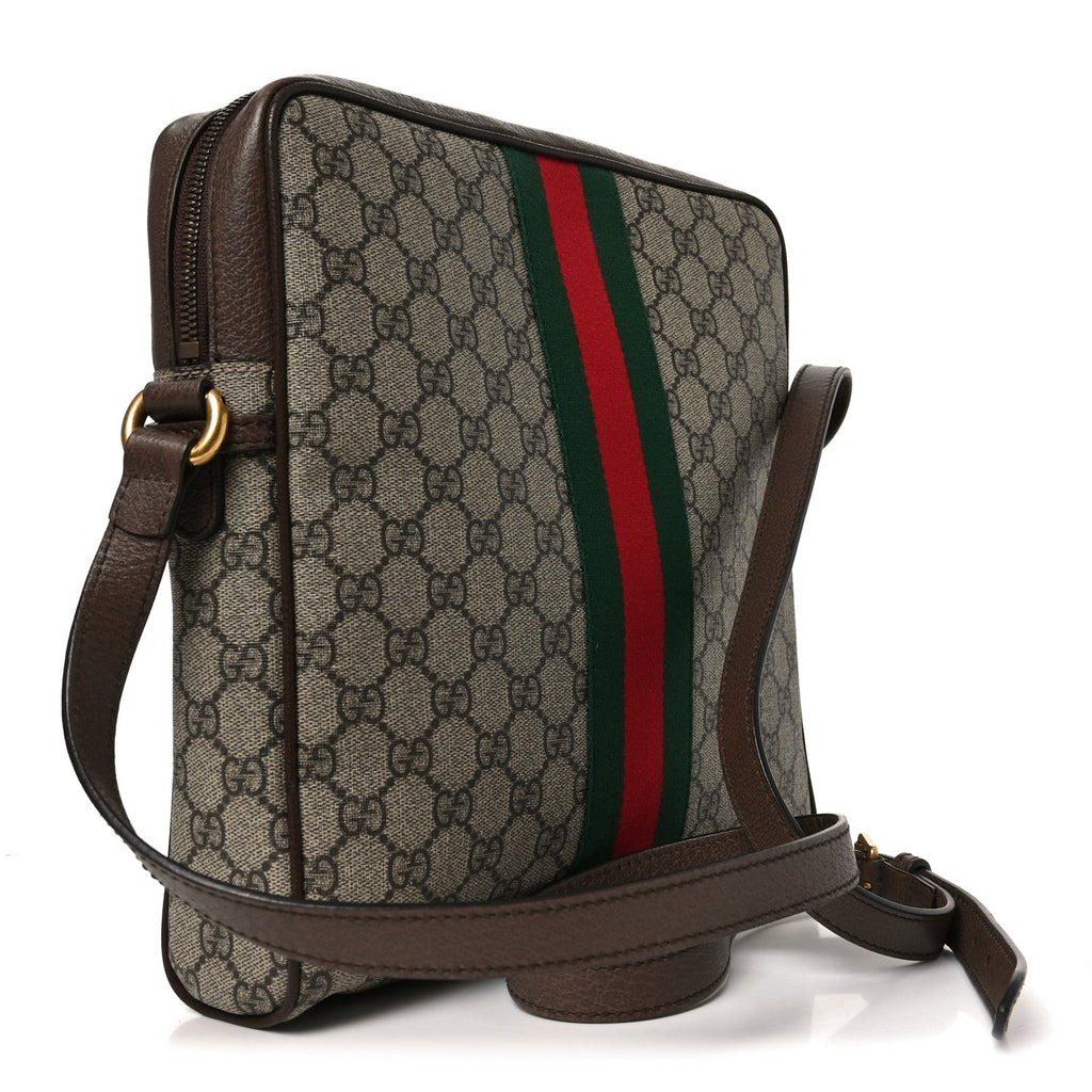 Gucci GG Supreme Monogram Web Medium Ophidia Messenger Bag Brown