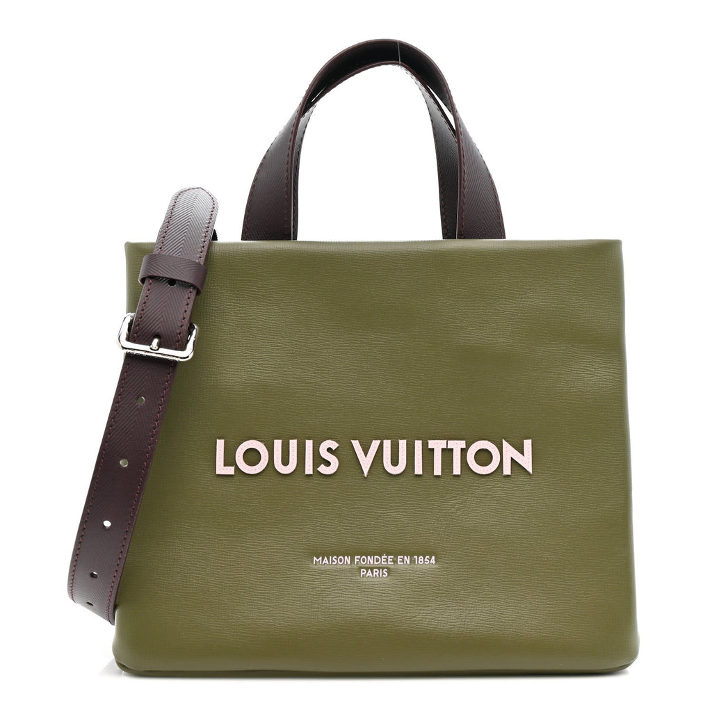 Louis Vuitton Calfskin Mini Shopper Tote Khaki Green