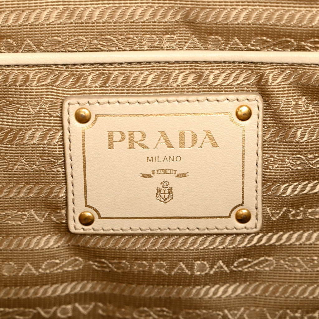 Prada Jacquard Logo Tote Corda Talco