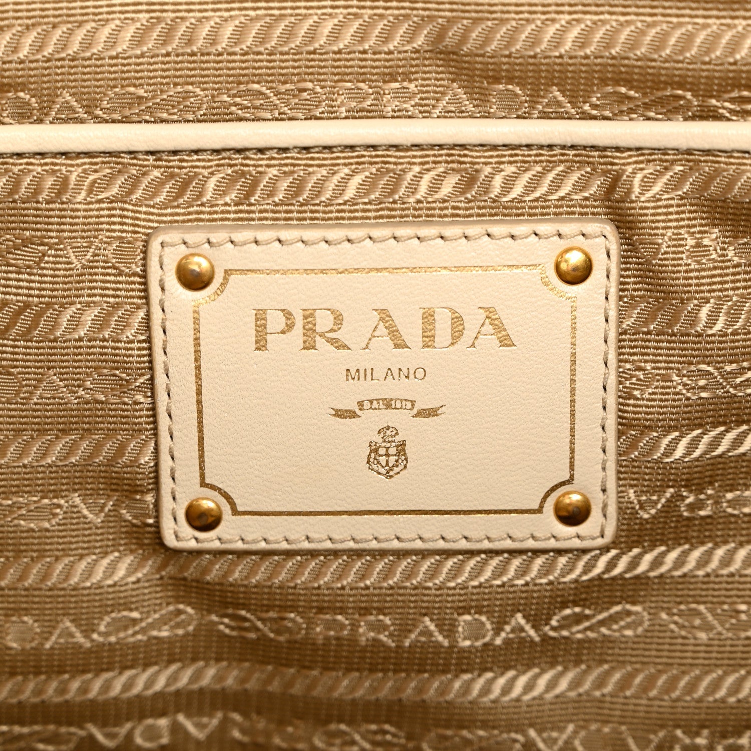 Prada Jacquard Logo Tote Corda Talco