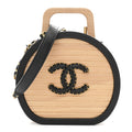 Chanel Beech Wood Lambskin Round CC Vanity Case Black