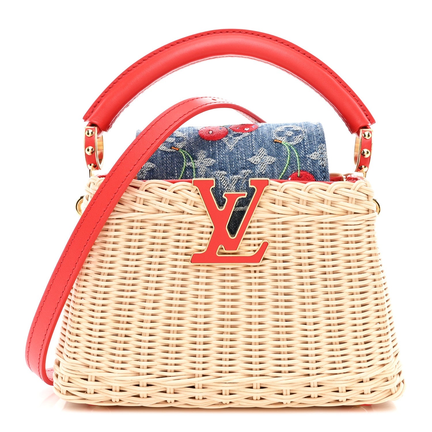Louis Vuitton LV X TM Rattan Denim Calfskin Cerises Capucines Mini