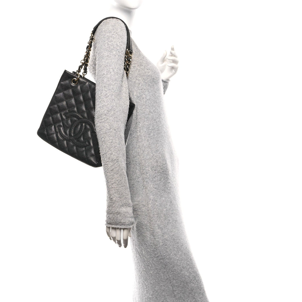 Chanel Caviar Quilted Petit Shopping Tote PST Black