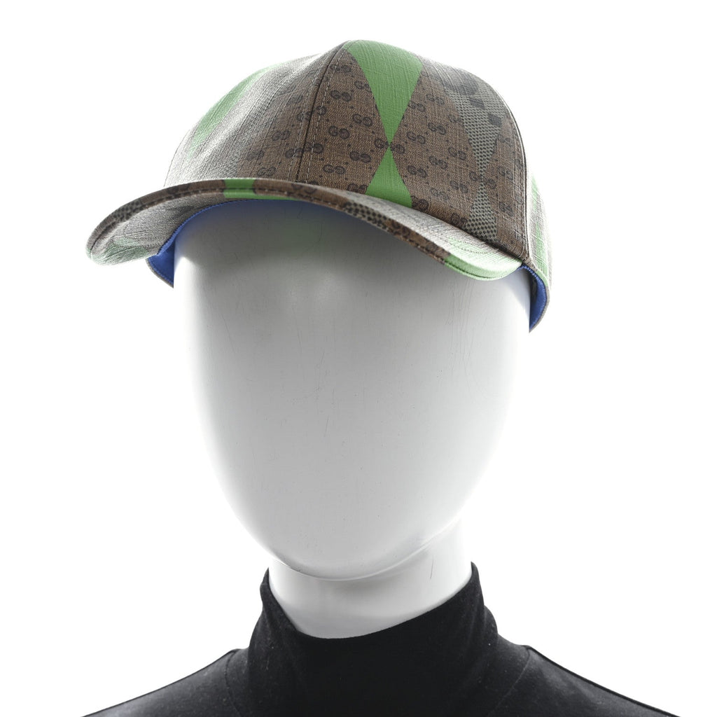 Gucci GG Supreme Monogram Mix Textured Patchwork Rhombus Baseball Hat XL Beige