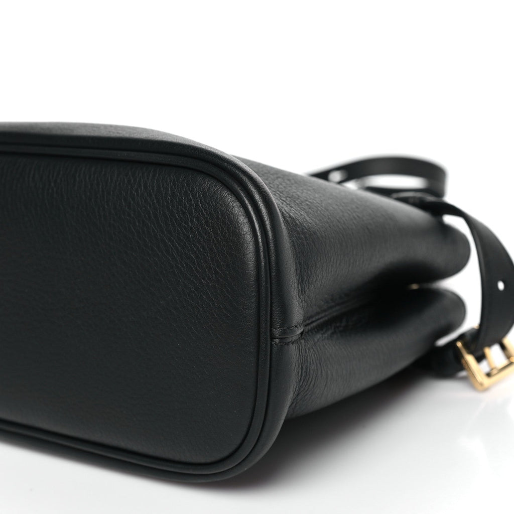 Prada Soft Grain Calfskin Small Double Belt Tote Black