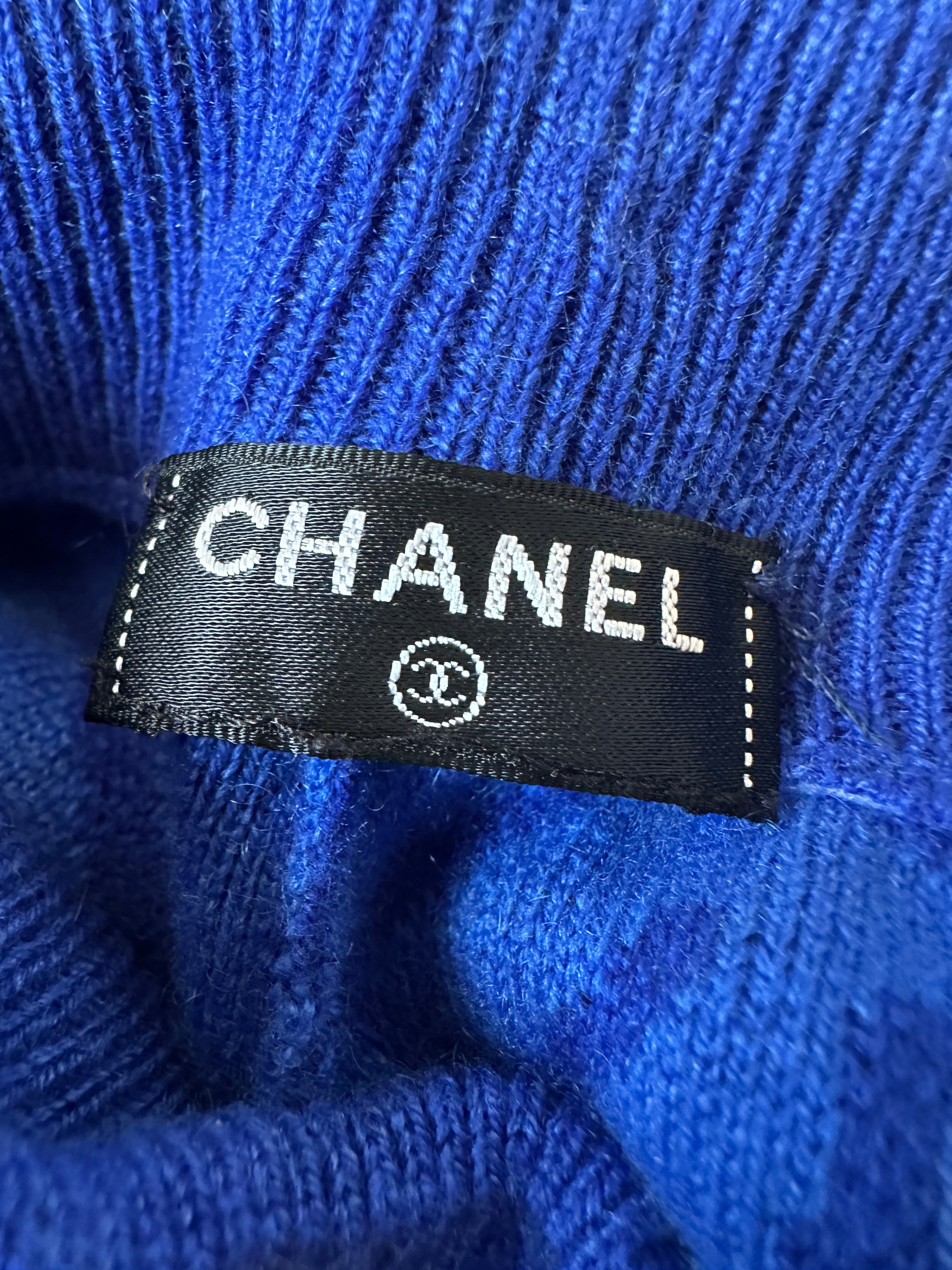 Chanel 21N Electric Blue Cashmere Jogging Bottom with Logo Detail Size FR 44 (UK 14) RRP £2,370