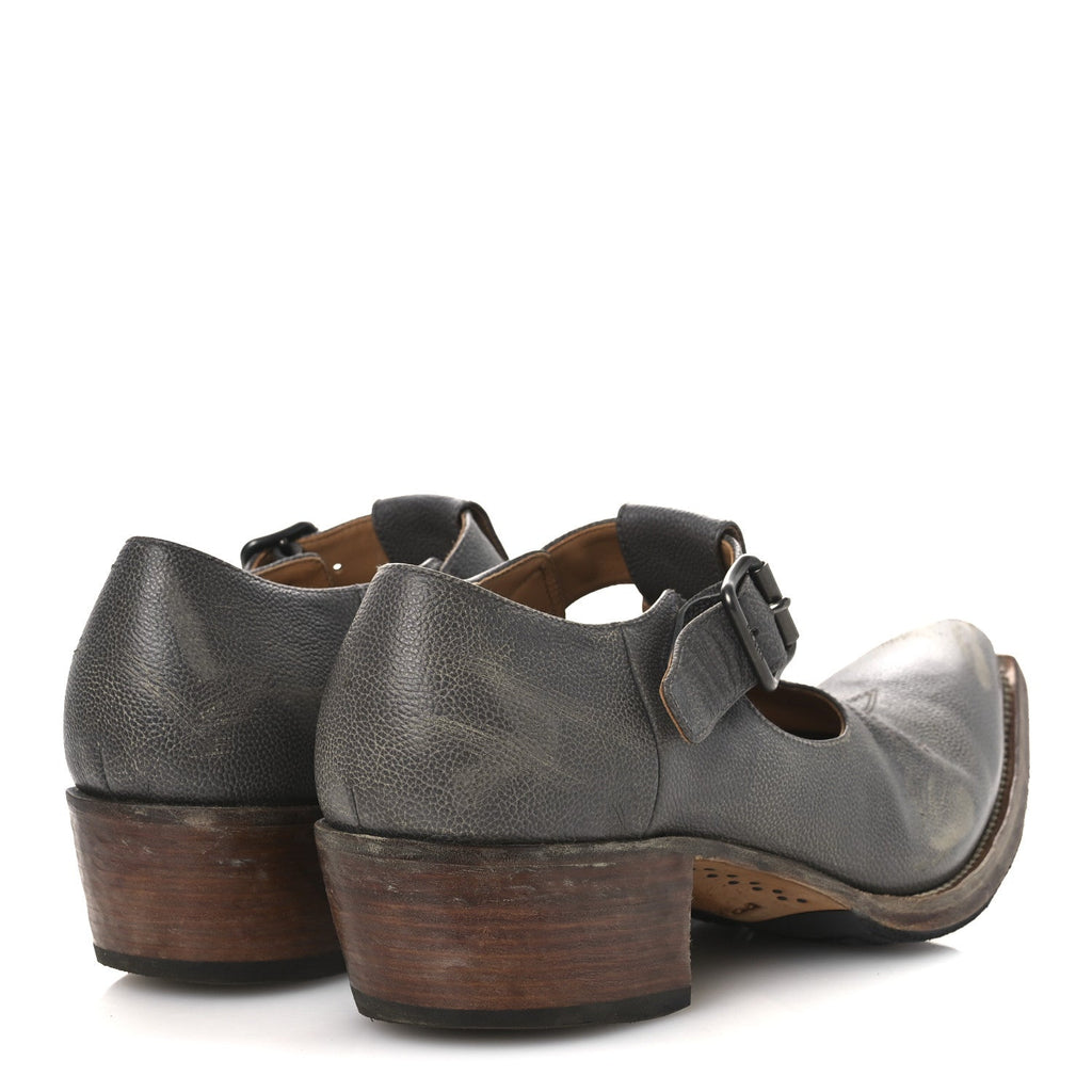 Prada Antique Calfskin Mens Buckle Loafers 9.5 Mercurio