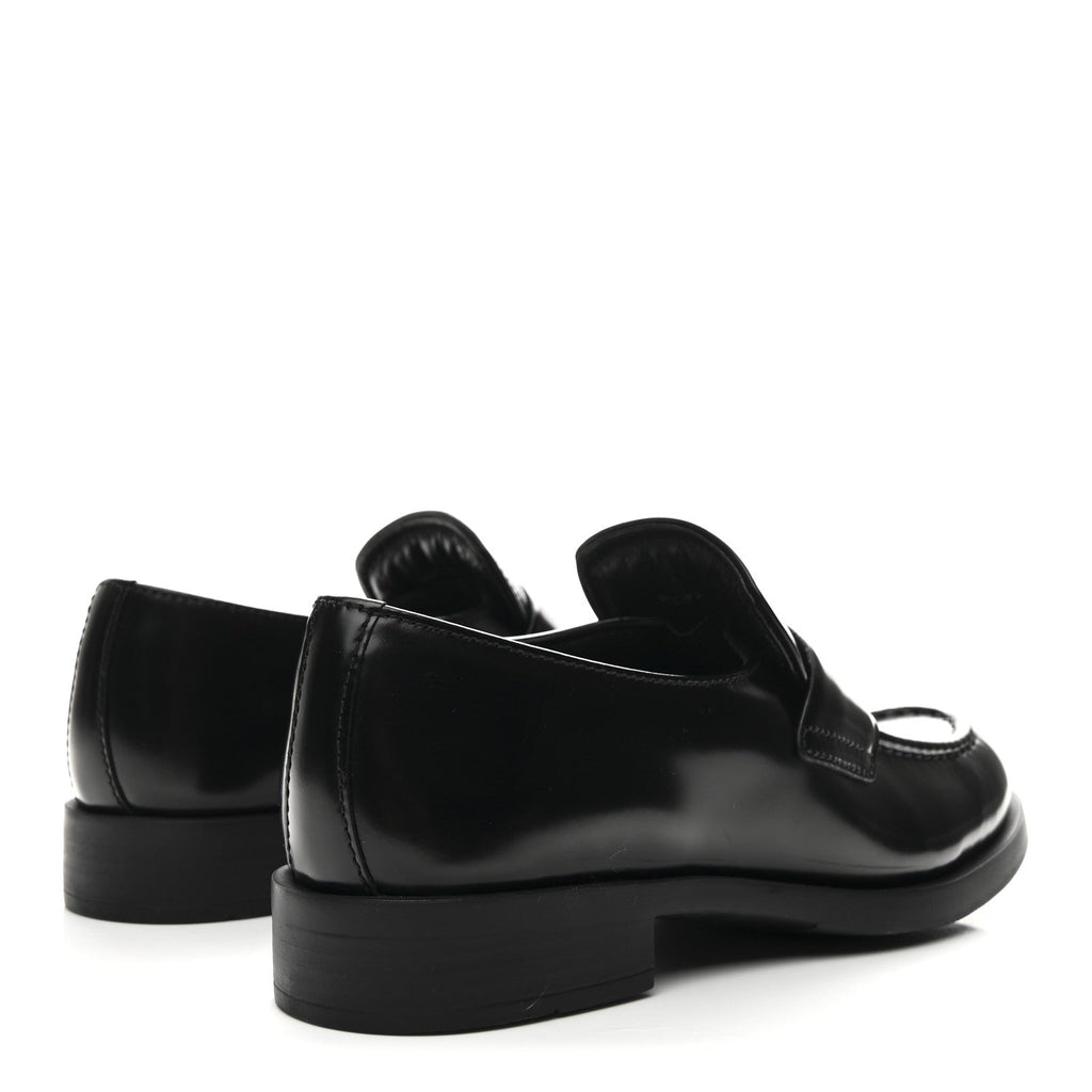 Prada Spazzolato Loafers 37.5 Black
