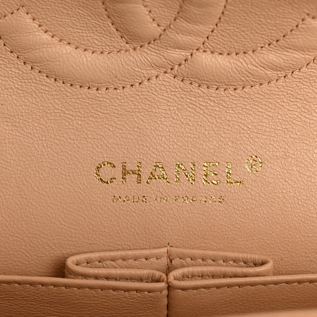 Chanel Caviar Quilted Medium Double Flap Beige Clair