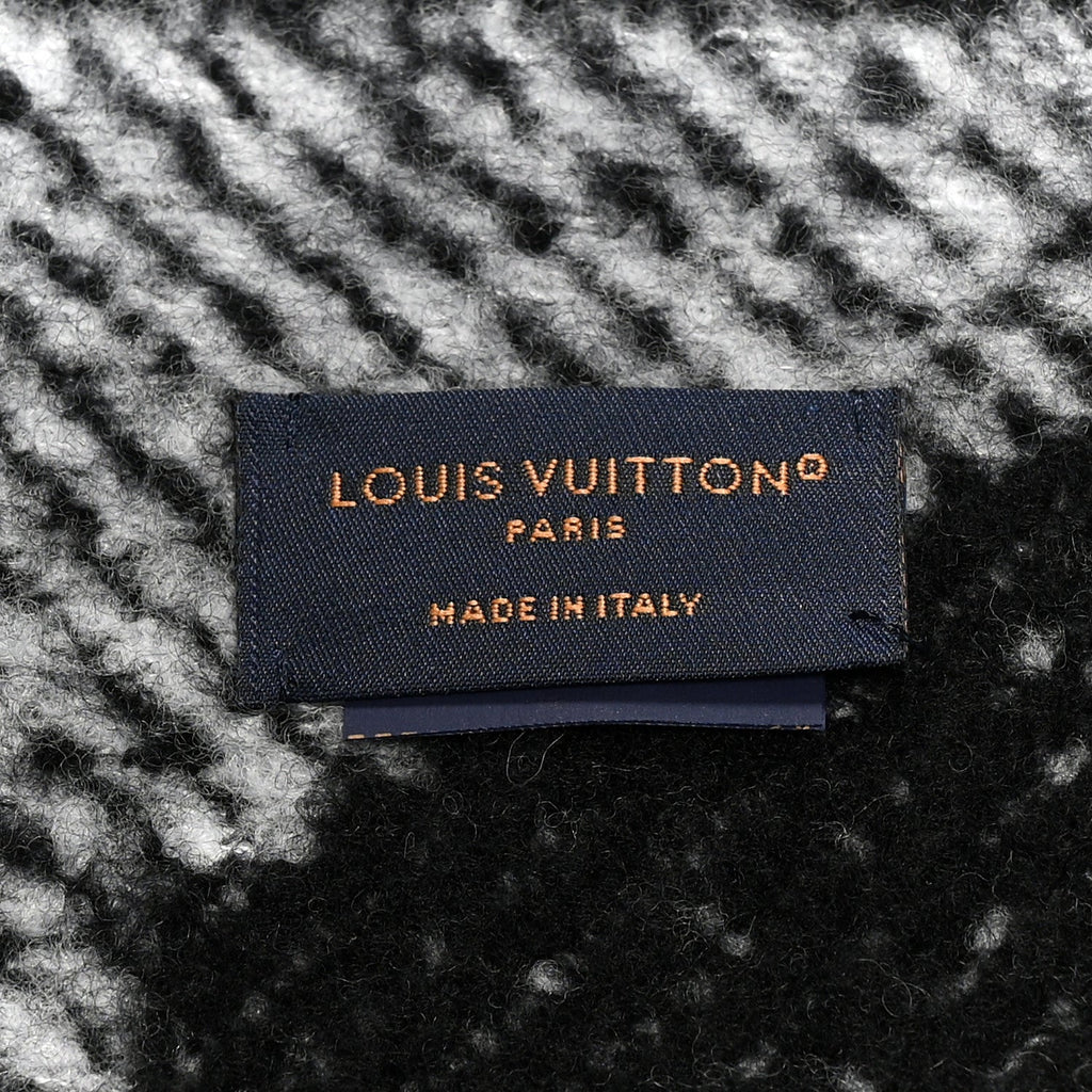Louis Vuitton Wool Silk Monogram Snowy Kaleidoscope Scarf Black