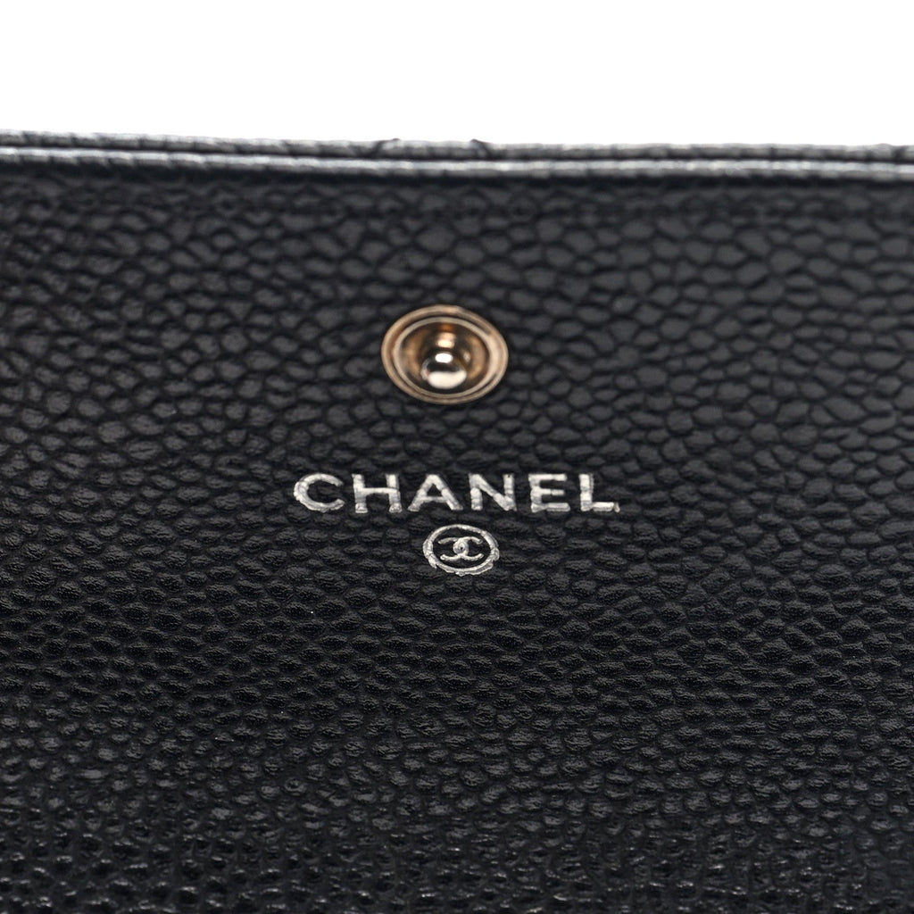 Caviar Quilted Large Gusset Flap Wallet Black