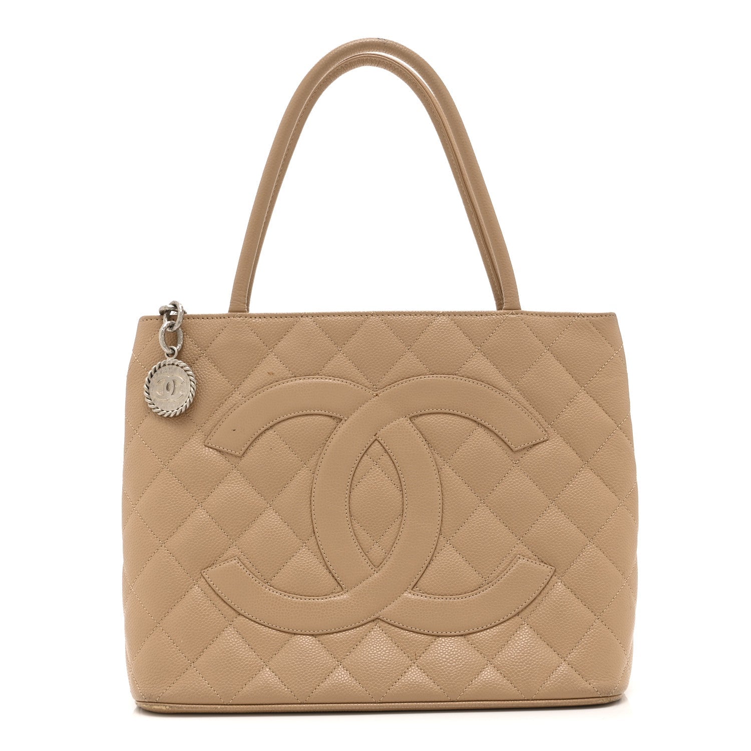 Chanel Caviar Quilted Medallion Tote Beige