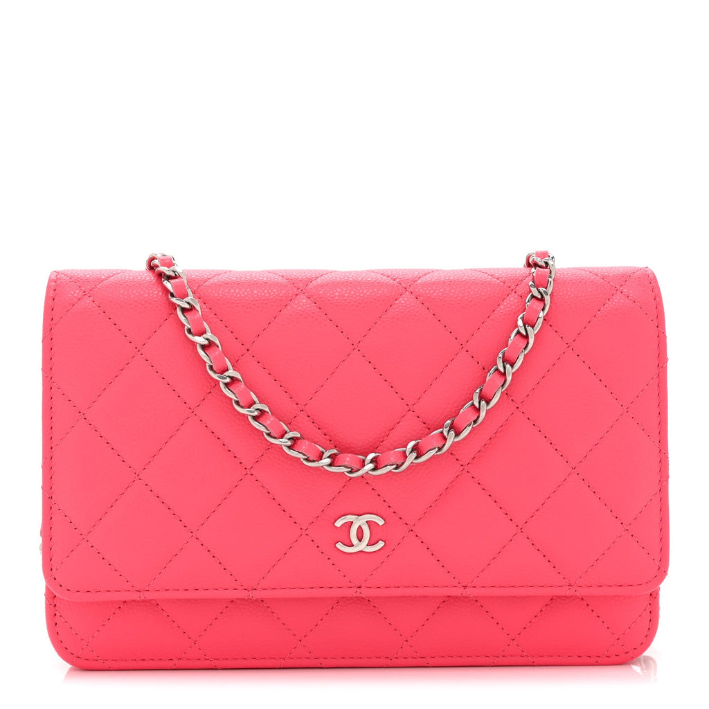 Chanel Caviar Quilted Wallet on Chain WOC Dark Pink