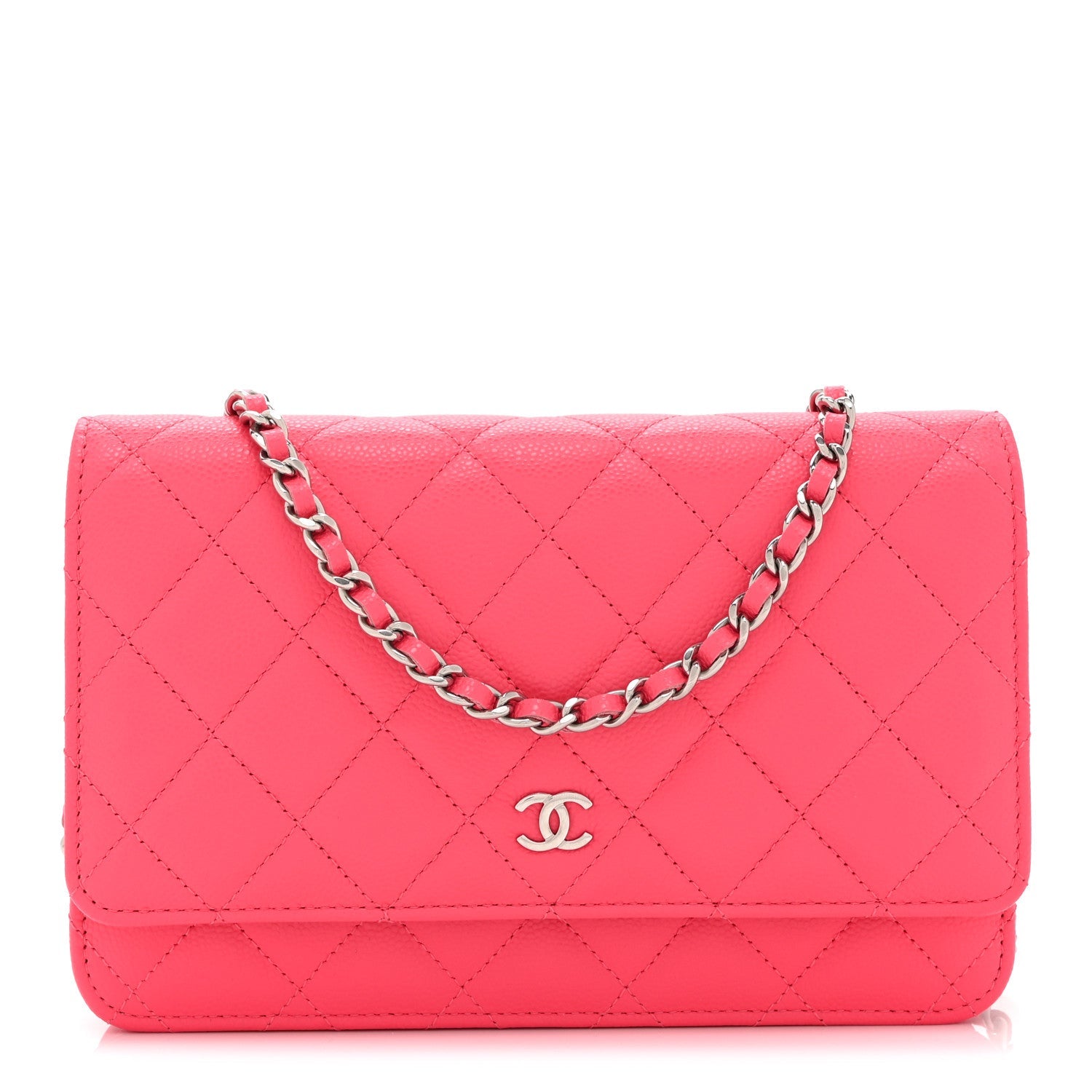 Chanel Caviar Quilted Wallet on Chain WOC Dark Pink