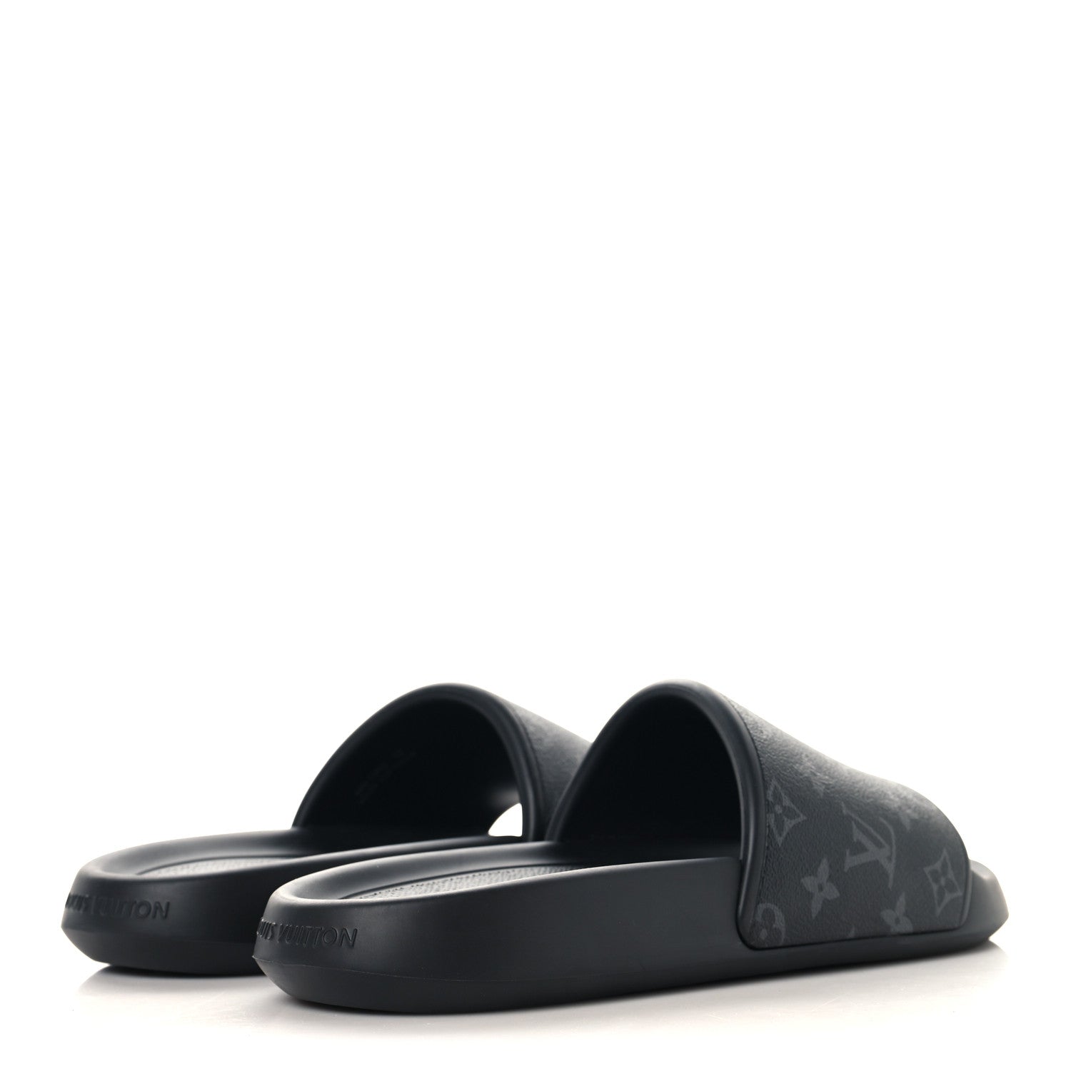 Louis Vuitton Rubber Monogram Eclipse Mens Waterfront Mules 12 Black