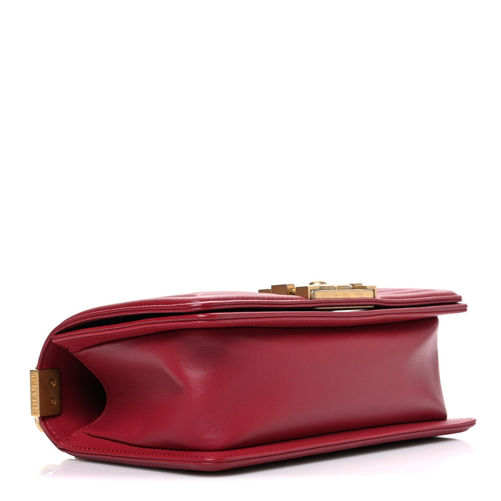 Chanel Lambskin Quilted Small Boy Flap Dark Red