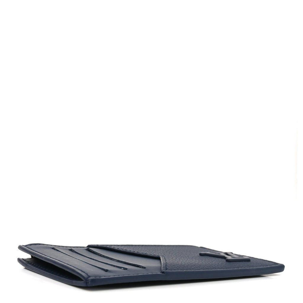 Louis Vuitton Calfskin Aerogram Coin Card Holder Navy Blue