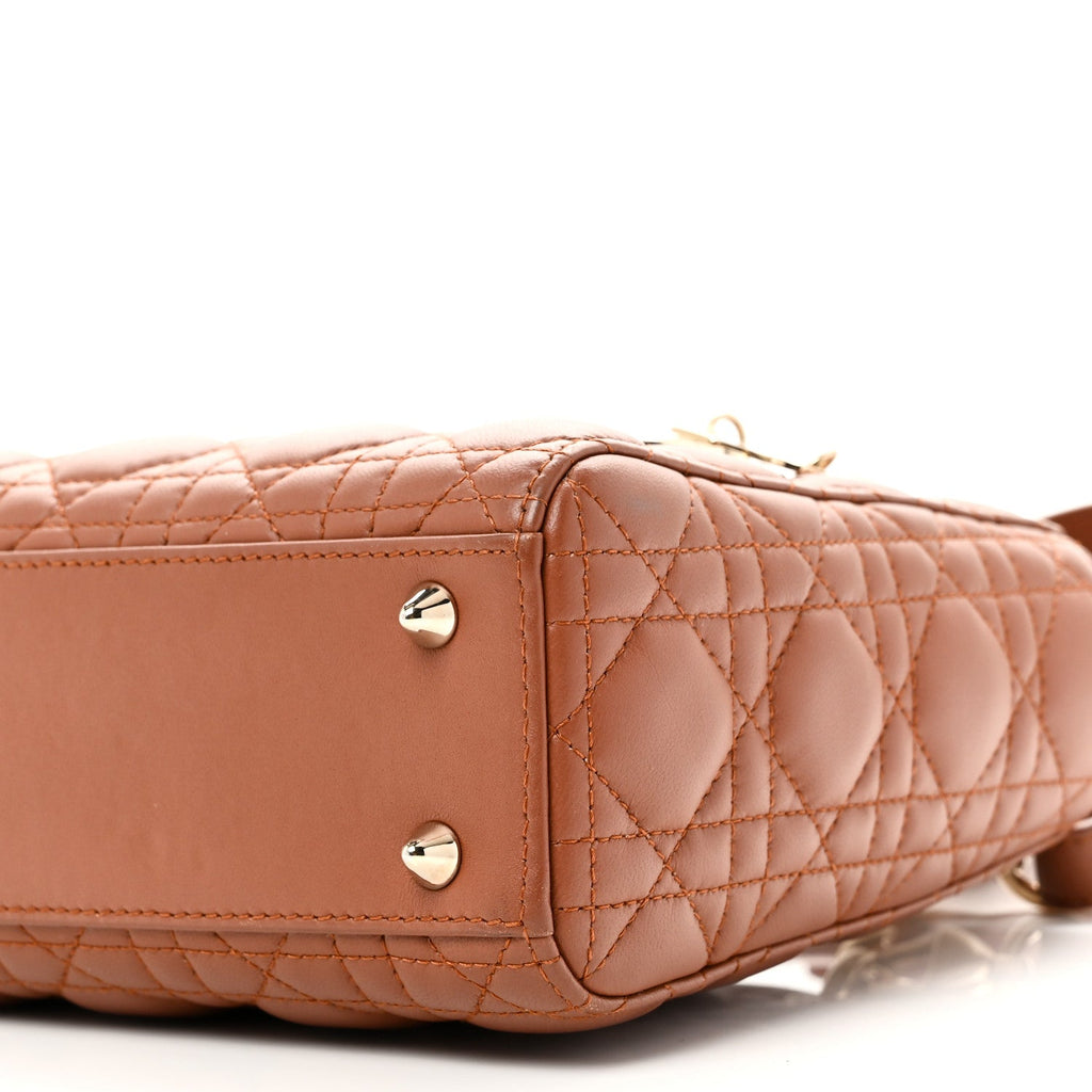 Christian Dior Calfskin Cannage Small My ABCDior Lady Dior Tan