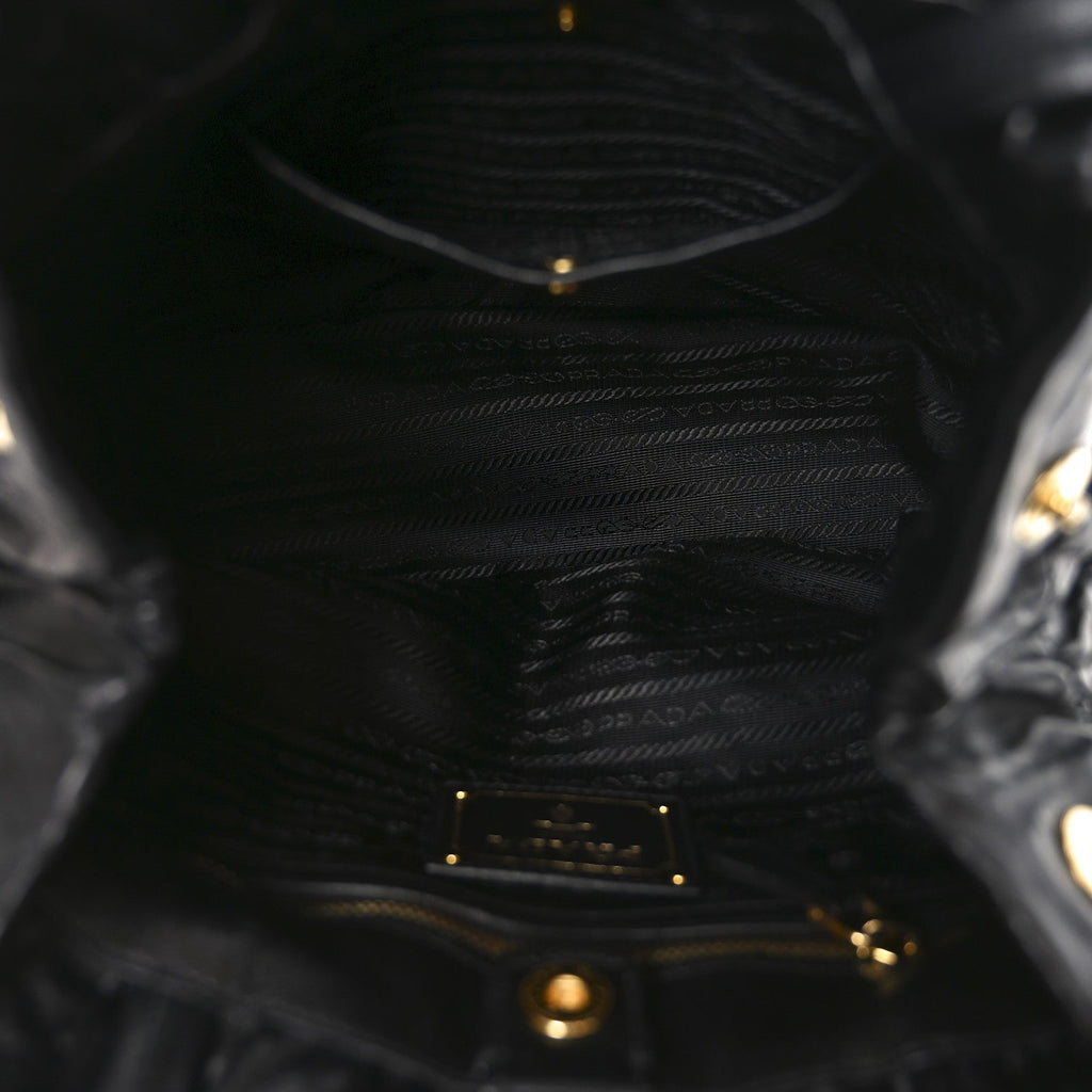 Prada Nappa Antique Drawstring Tote Black