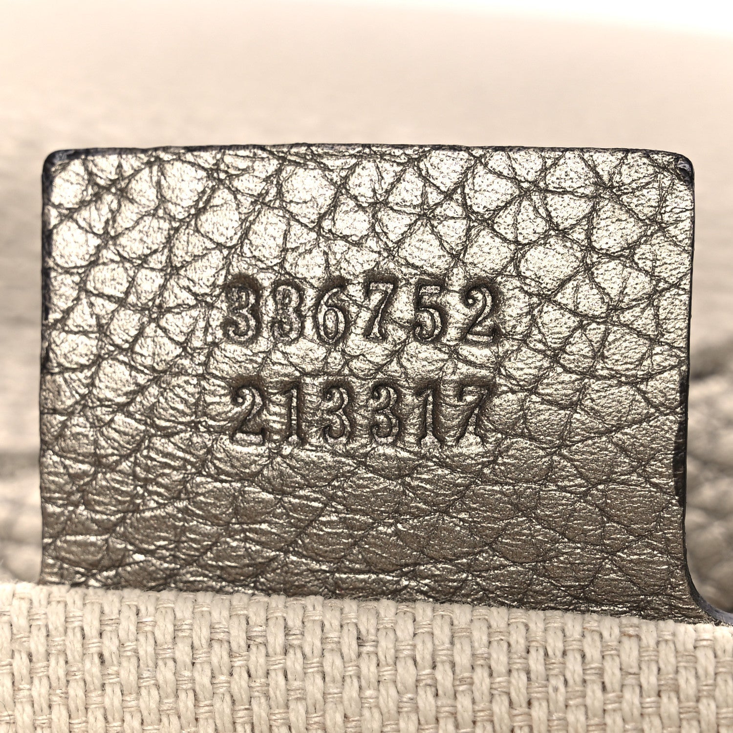 Gucci Metallic Pebbled Calfskin Medium Soho Flap Crossbody Golden Beige