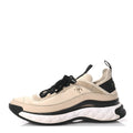 Chanel Velvet Calfskin Mixed Fibers CC Sneakers 40.5 Beige