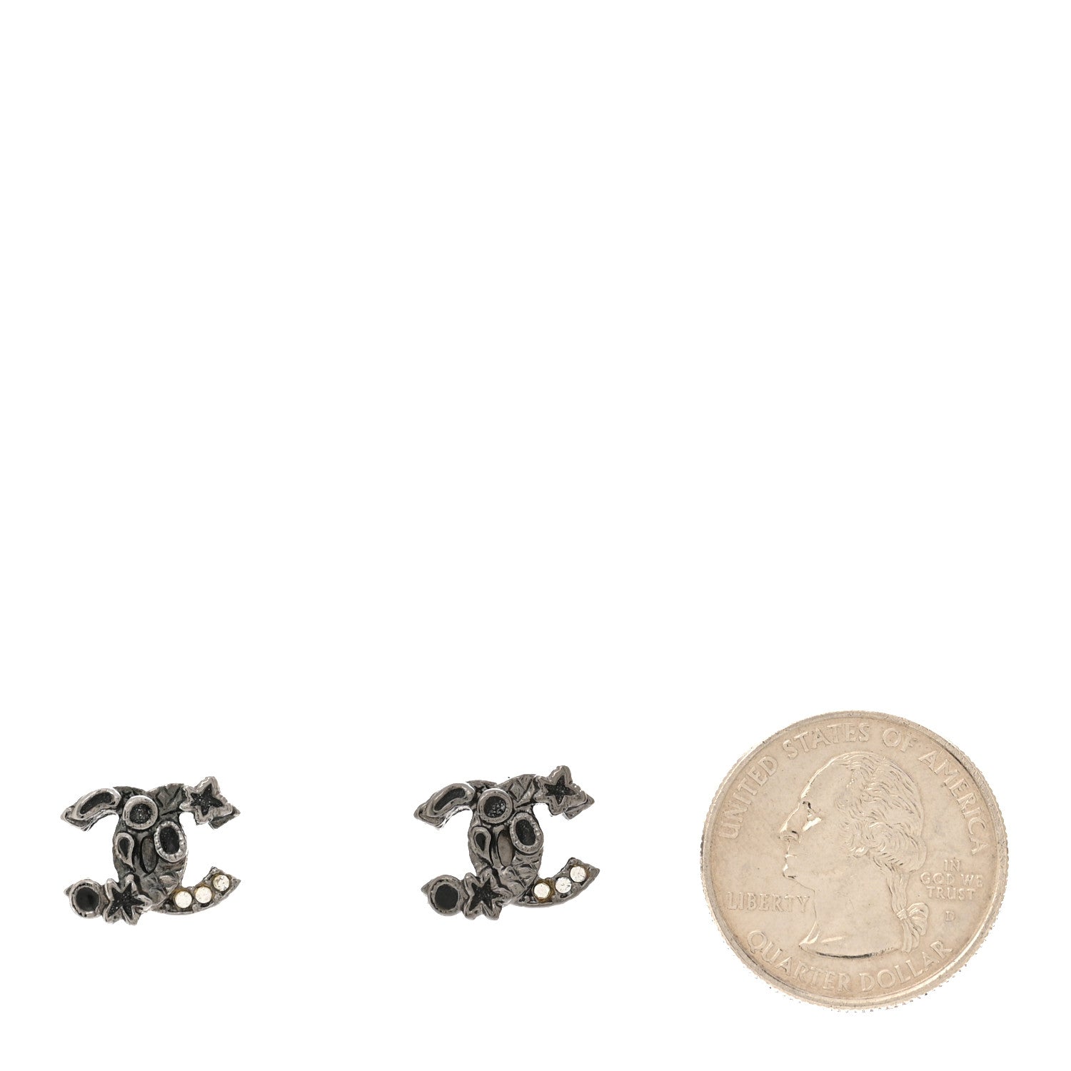 Glitter Enamel Crystal Star CC Earrings