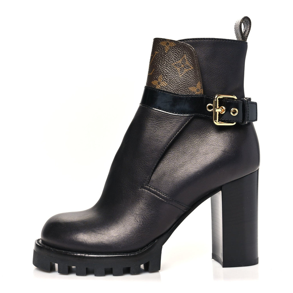 Louis Vuitton Calfskin Monogram Star Trail Ankle Boots 37 Black