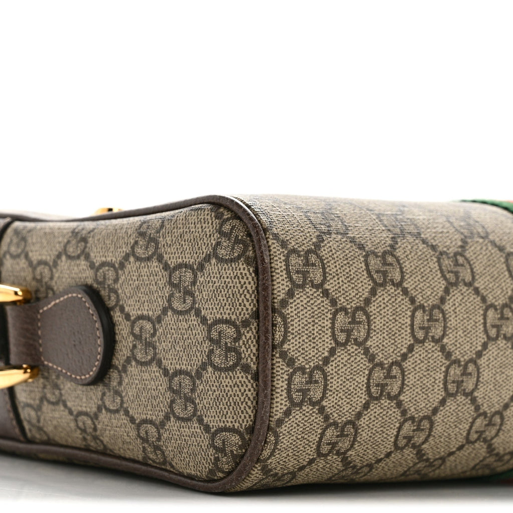 Gucci GG Supreme Monogram Web Small Ophidia Shoulder Bag Brown
