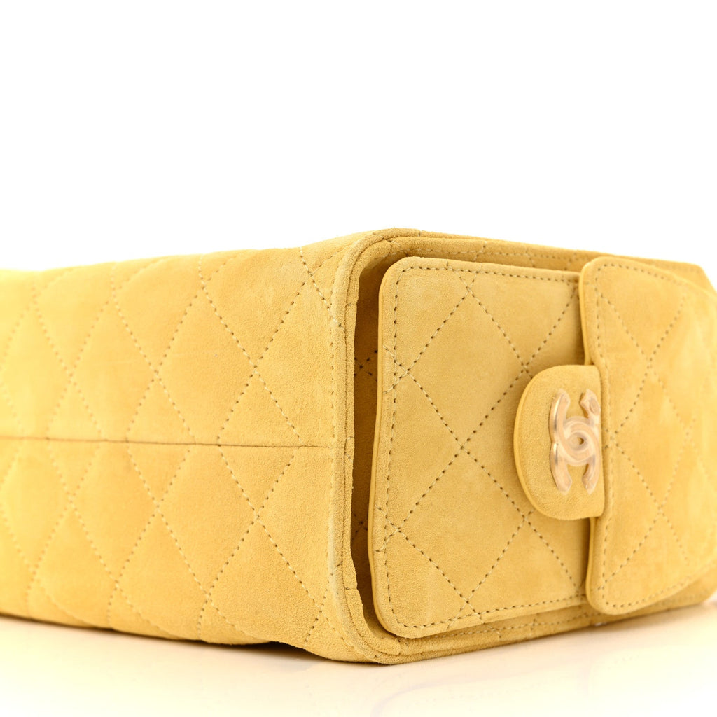 Chanel Suede Quilted Mini Chanel 25 Handbag Yellow