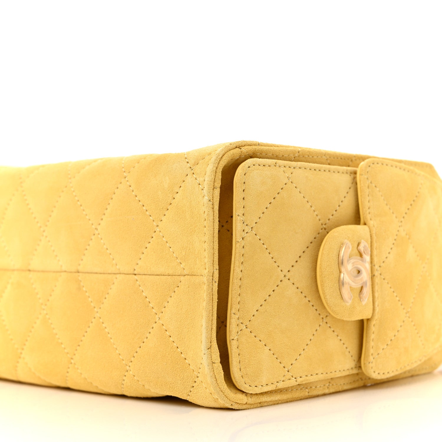 Chanel Suede Quilted Mini Chanel 25 Handbag Yellow