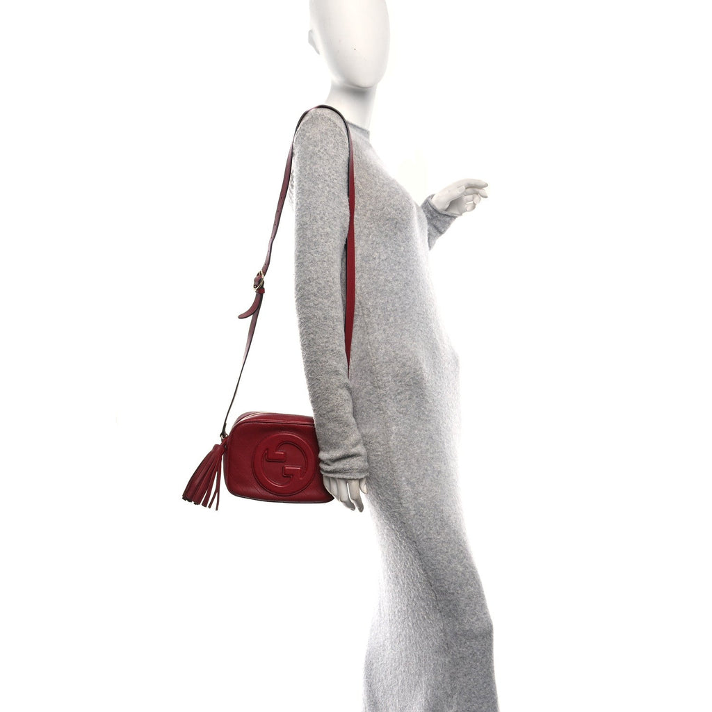 Gucci Sakai Be Green Calfskin Diagonal Stitched Small Blondie Shoulder Bag Rosso