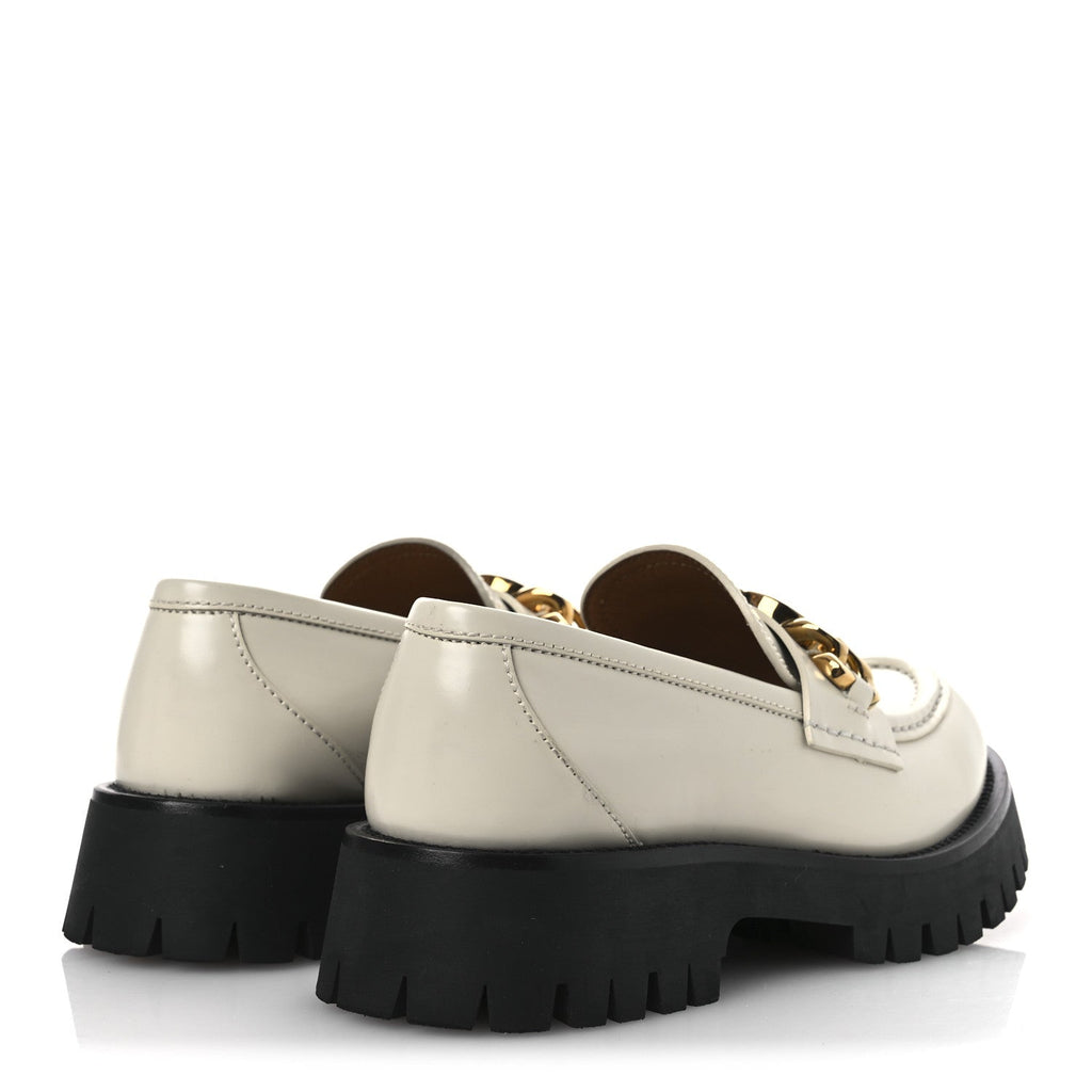 Gucci Cordovan Lux Womens Jeanne Platform Lug Sole 30/45mm Loafers 39 Mystic White