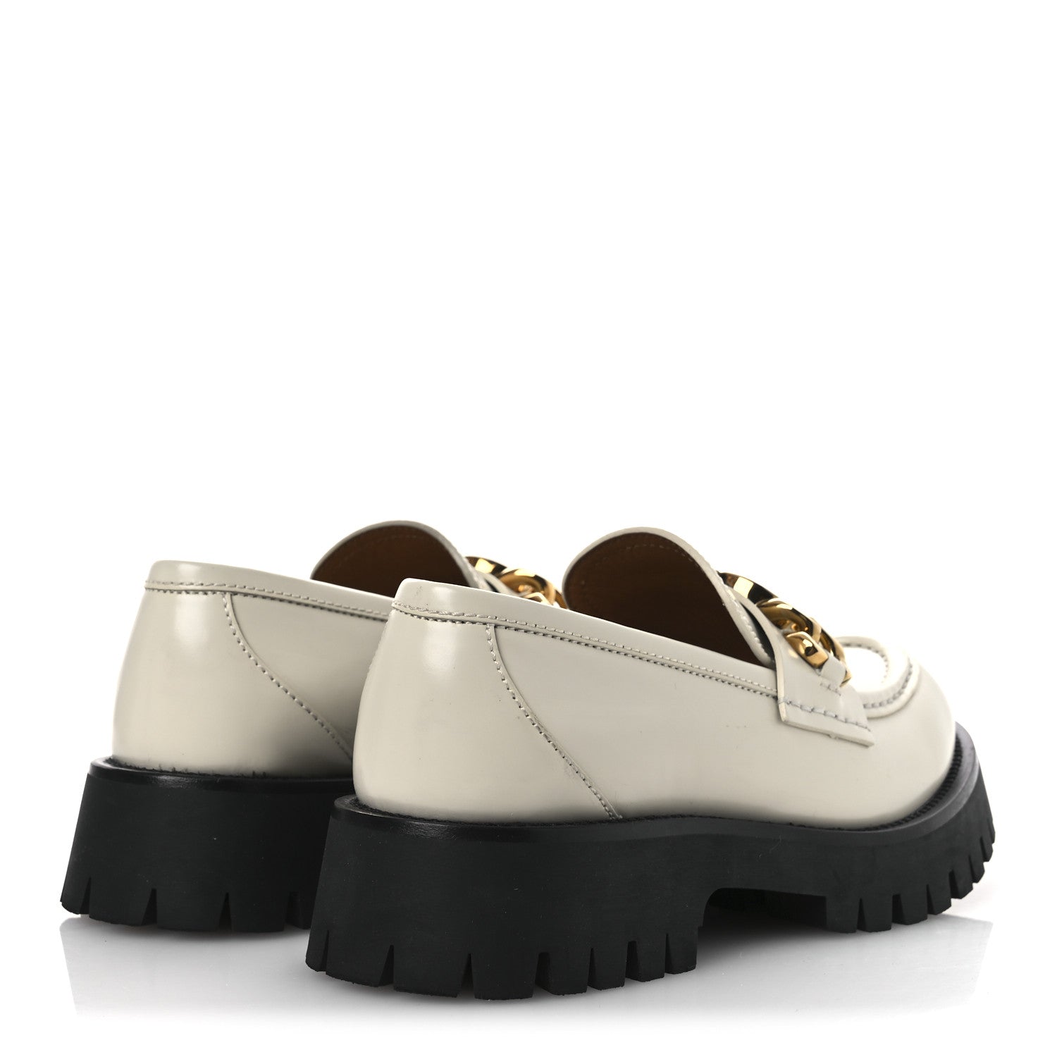 Gucci Cordovan Lux Womens Jeanne Platform Lug Sole 30/45mm Loafers 39 Mystic White