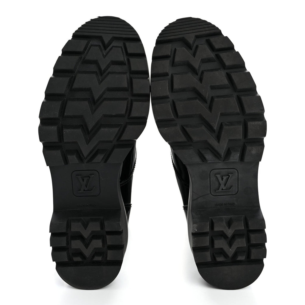Louis Vuitton Patent Territory Flat Ranger Boots 38 Black