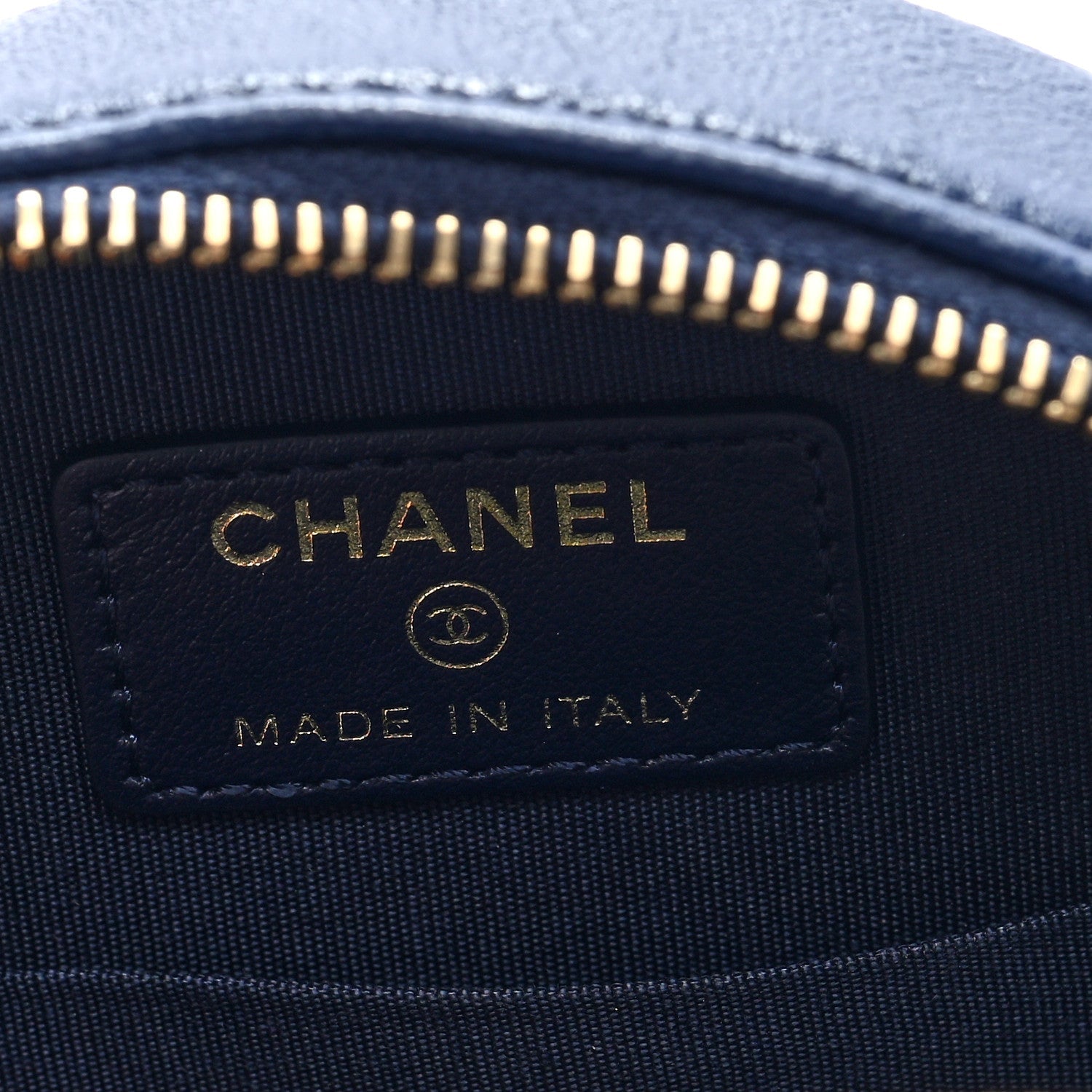 Chanel Lambskin Quilted Chanel 19 Round Clutch With Chain  Navy