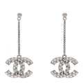 Baguette Crystal CC Drop Earrings Silver
