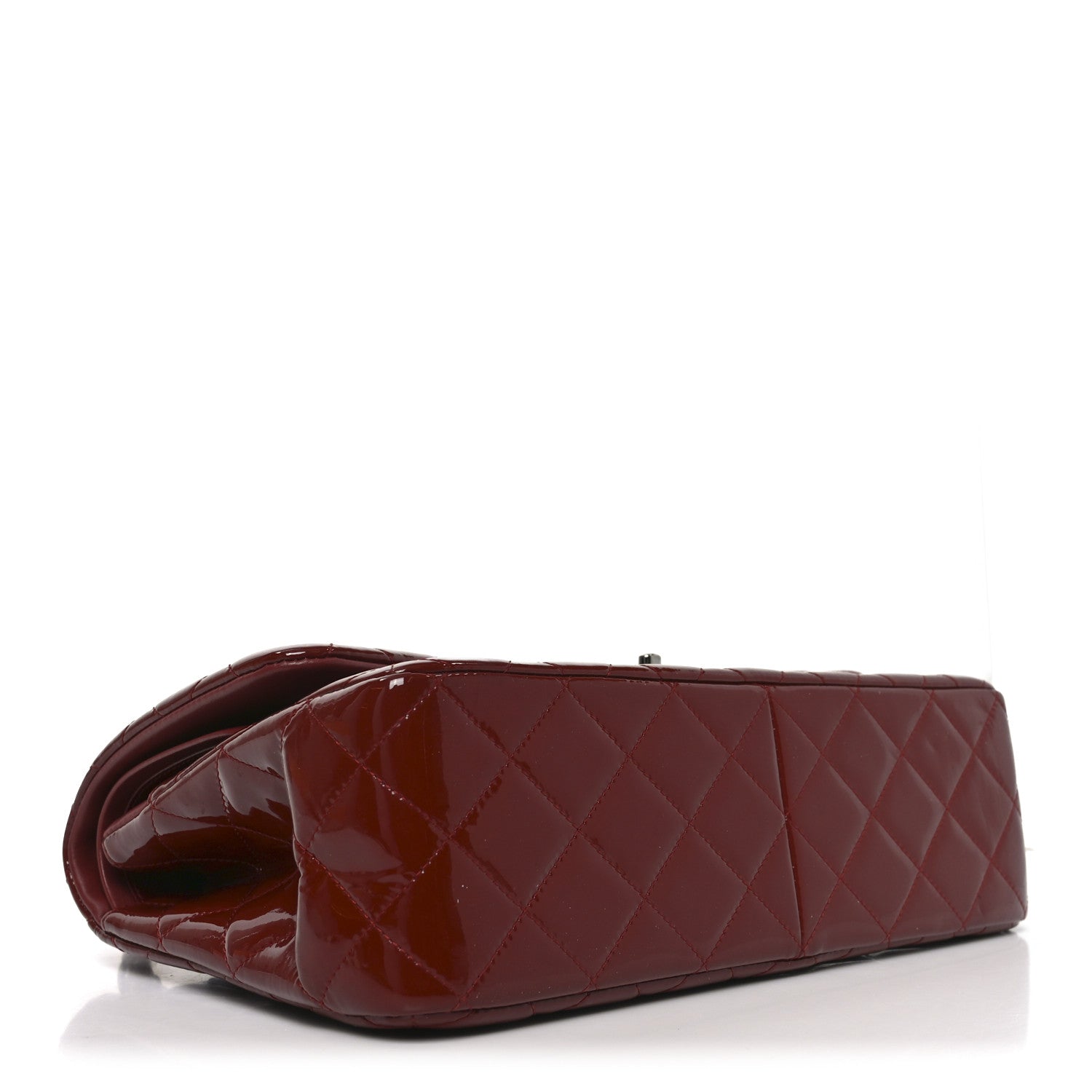 Chanel Patent Quilted Jumbo Double Flap Dark Red