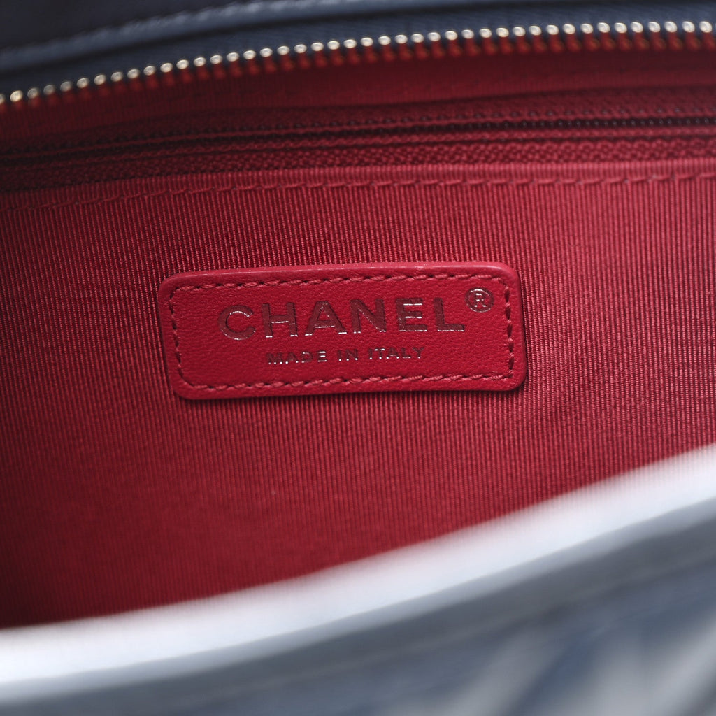Chanel Aged Calfskin Chevron Quilted Medium Gabrielle Hobo Blue