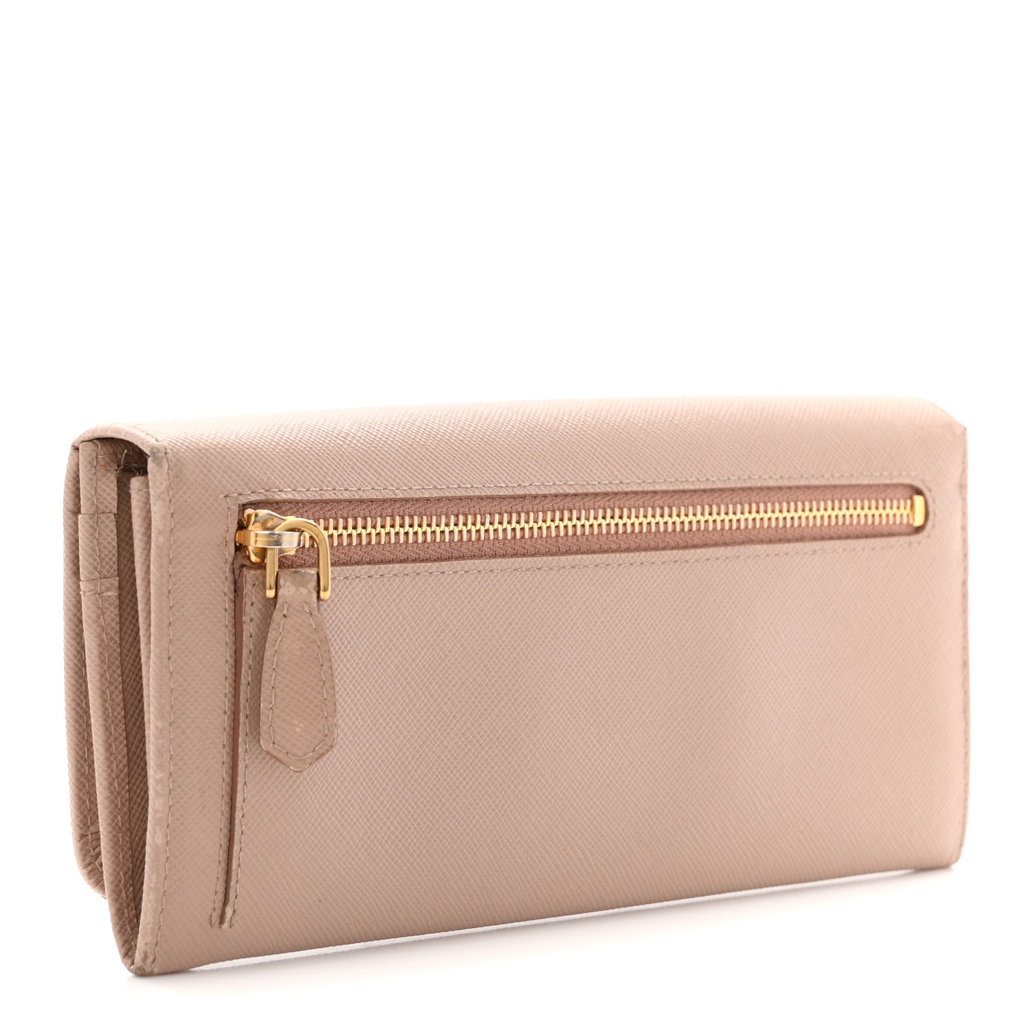 Prada Saffiano Fiocco Bow Continental Wallet Cammeo