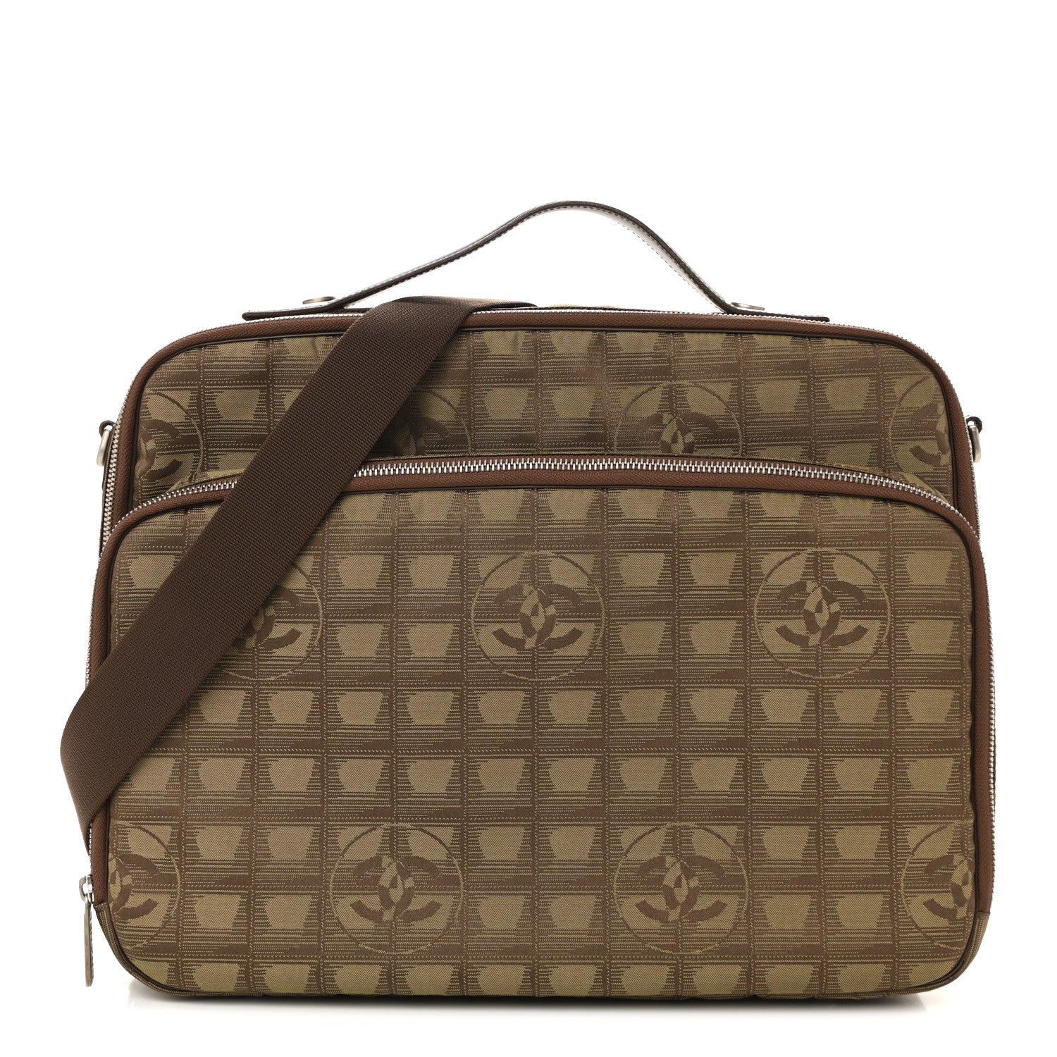 Chanel Nylon Travel Laptop Briefcase Khaki