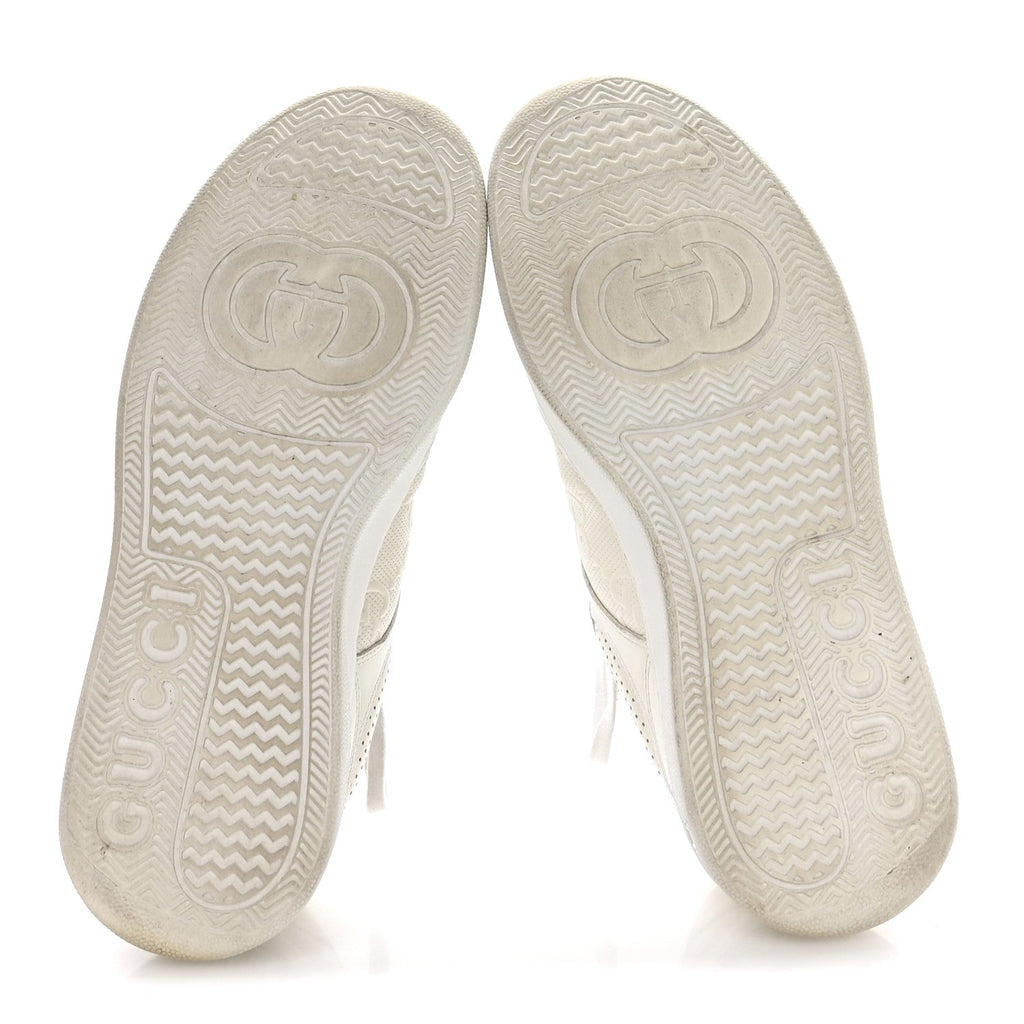 Gucci Calfskin GG Tennis Embossed Perforated Mens Interlocking G 55mm Sneakers 9.5 Great White