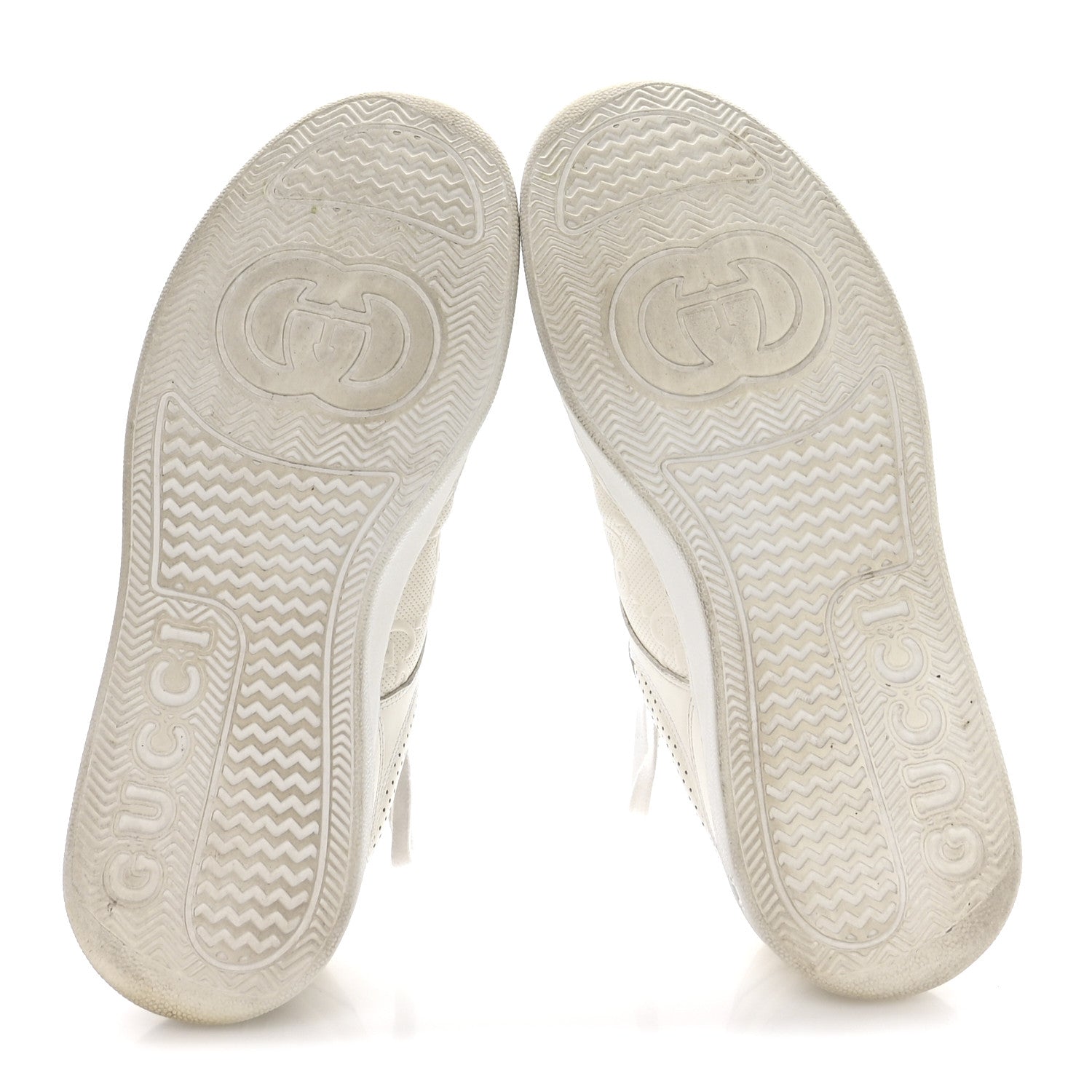 Gucci Calfskin GG Tennis Embossed Perforated Mens Interlocking G 55mm Sneakers 9.5 Great White