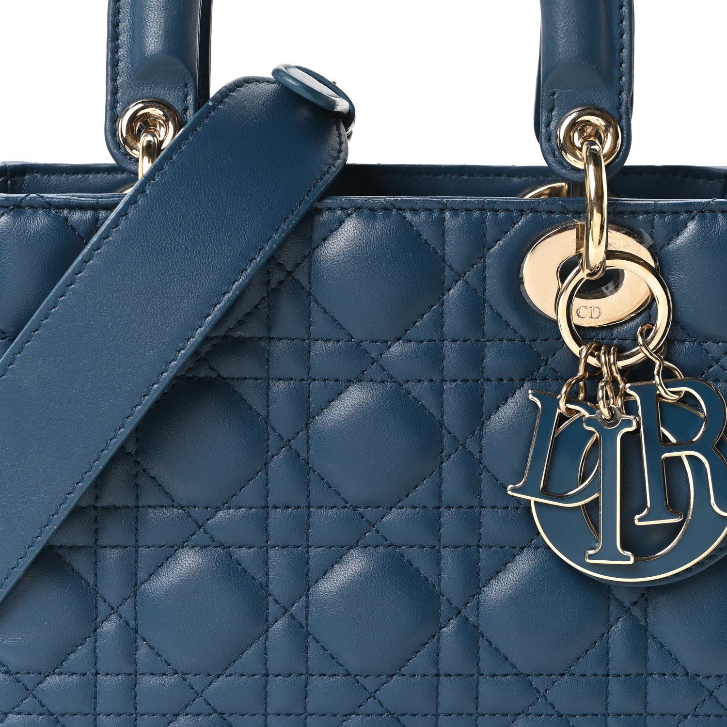 Christian Dior Lambskin Cannage Small My ABCDior Lady Dior Deep Ocean