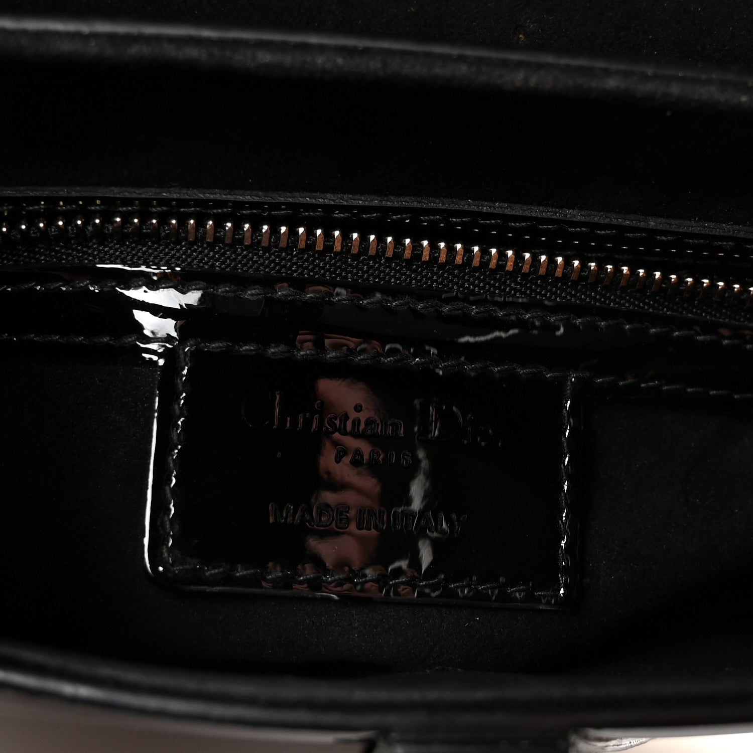 Christian Dior Patent Saddle Bag Black