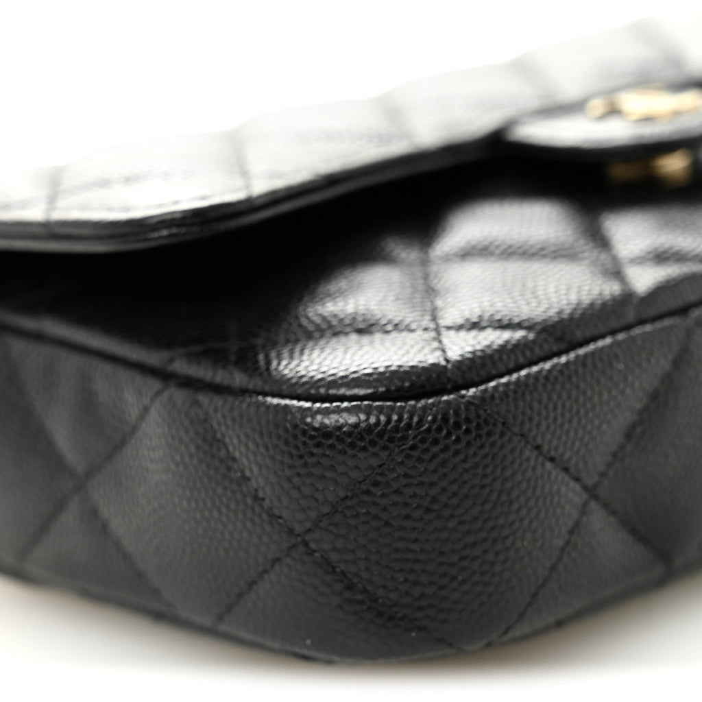 Chanel Caviar Quilted Flap Phone Holder With Chain Black