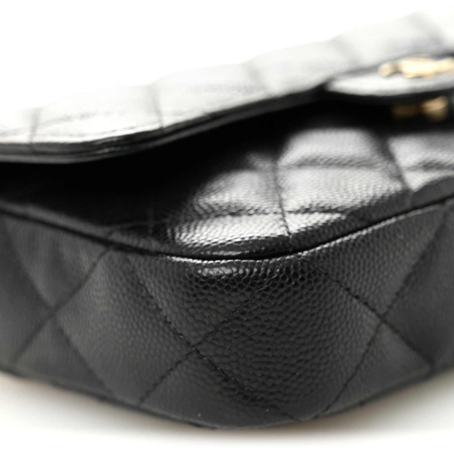 Chanel Caviar Quilted Flap Phone Holder With Chain Black