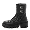 Gucci Nappa Frances GG Matelasse Platform Combat Boots 36 Black