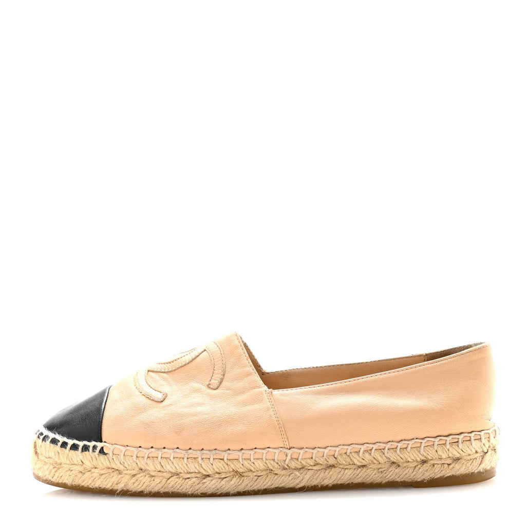 Lambskin CC Espadrilles 38 Beige Black