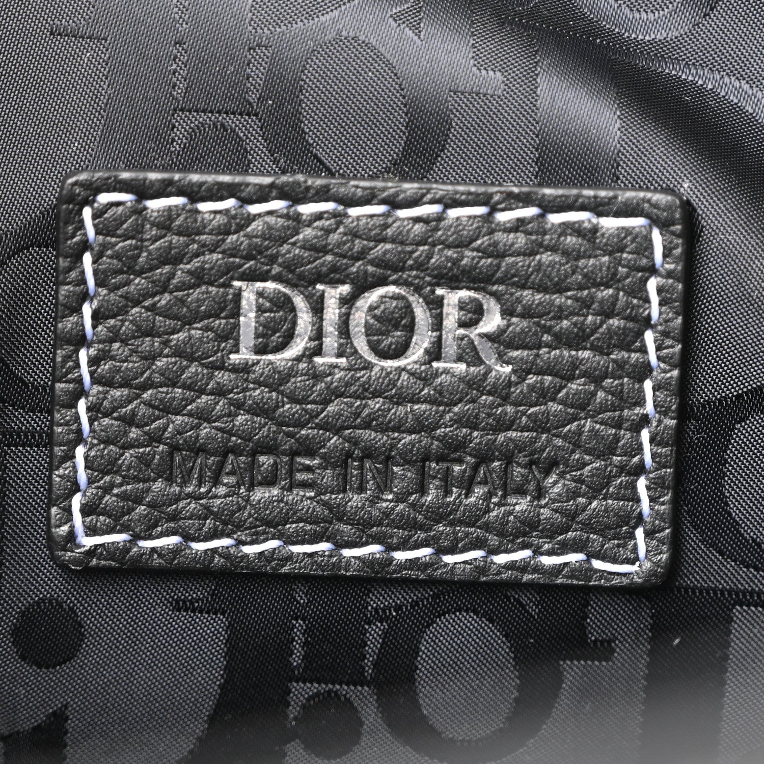 Christian Dior Grained Calfskin Saddle Drawstring Backpack Black
