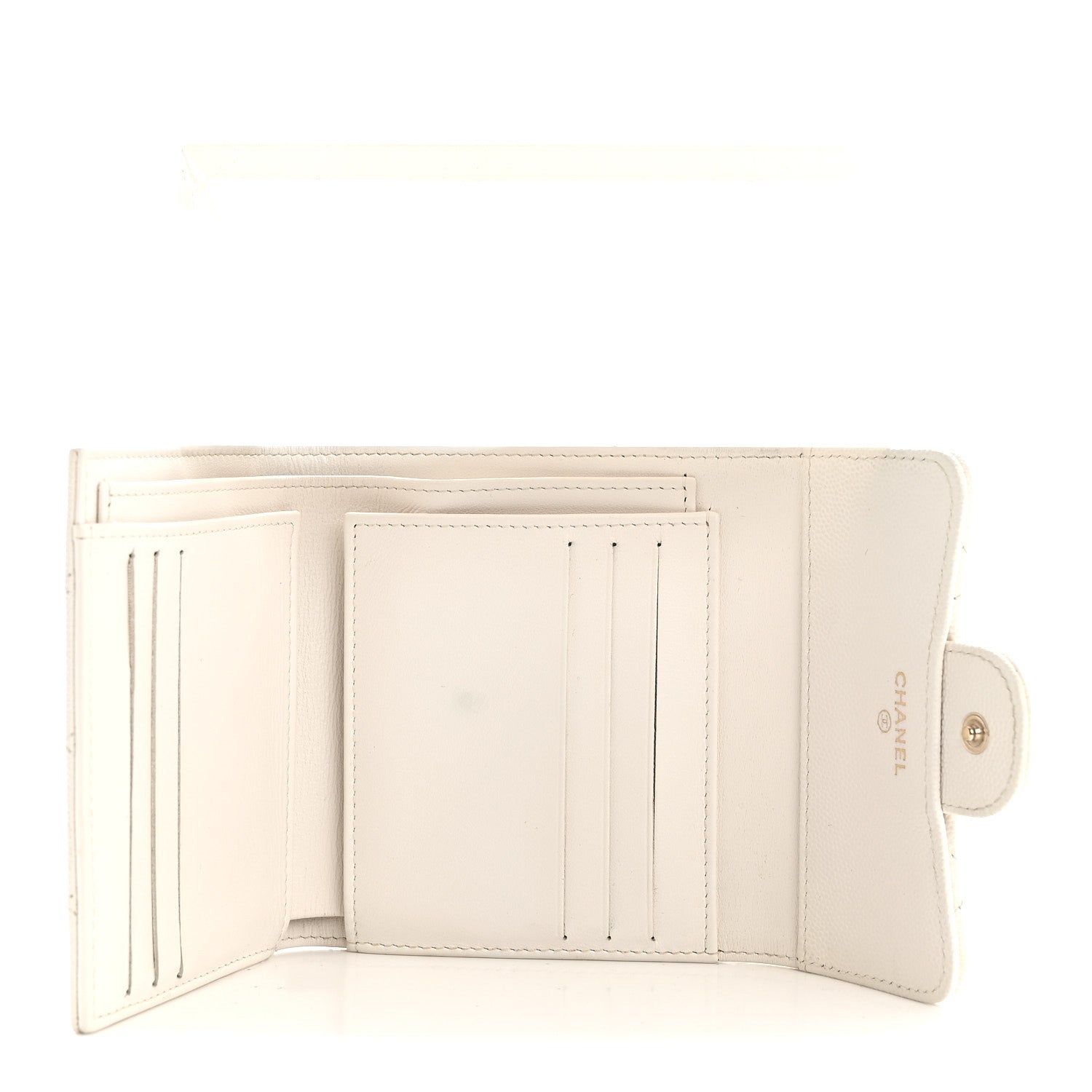 Caviar Quilted Compact Flap Wallet White